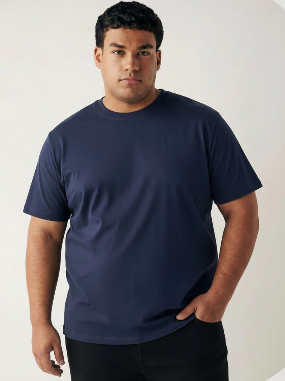 Toodle Plus Men Plus Size Solid Cotton T-Shirt Regular Fit Casual Wear