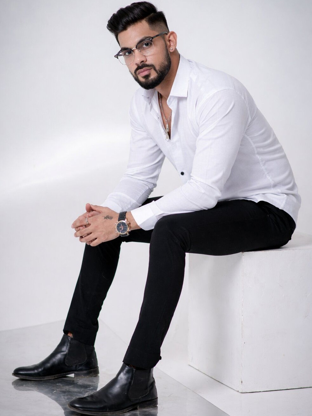 Foomer Men Cotton Linen Casual Shirt