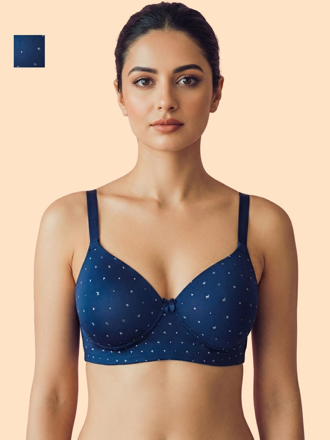 Tweens Printed Level-2 Padding Bonded Maximiser Polyamide Push Up Bra