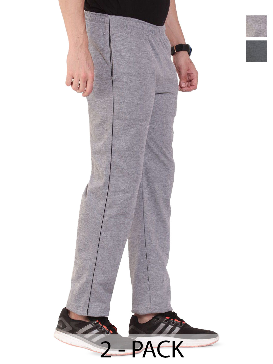 Diwazzo Men Pack Of 2 Brand Logo Cotton Track Pants