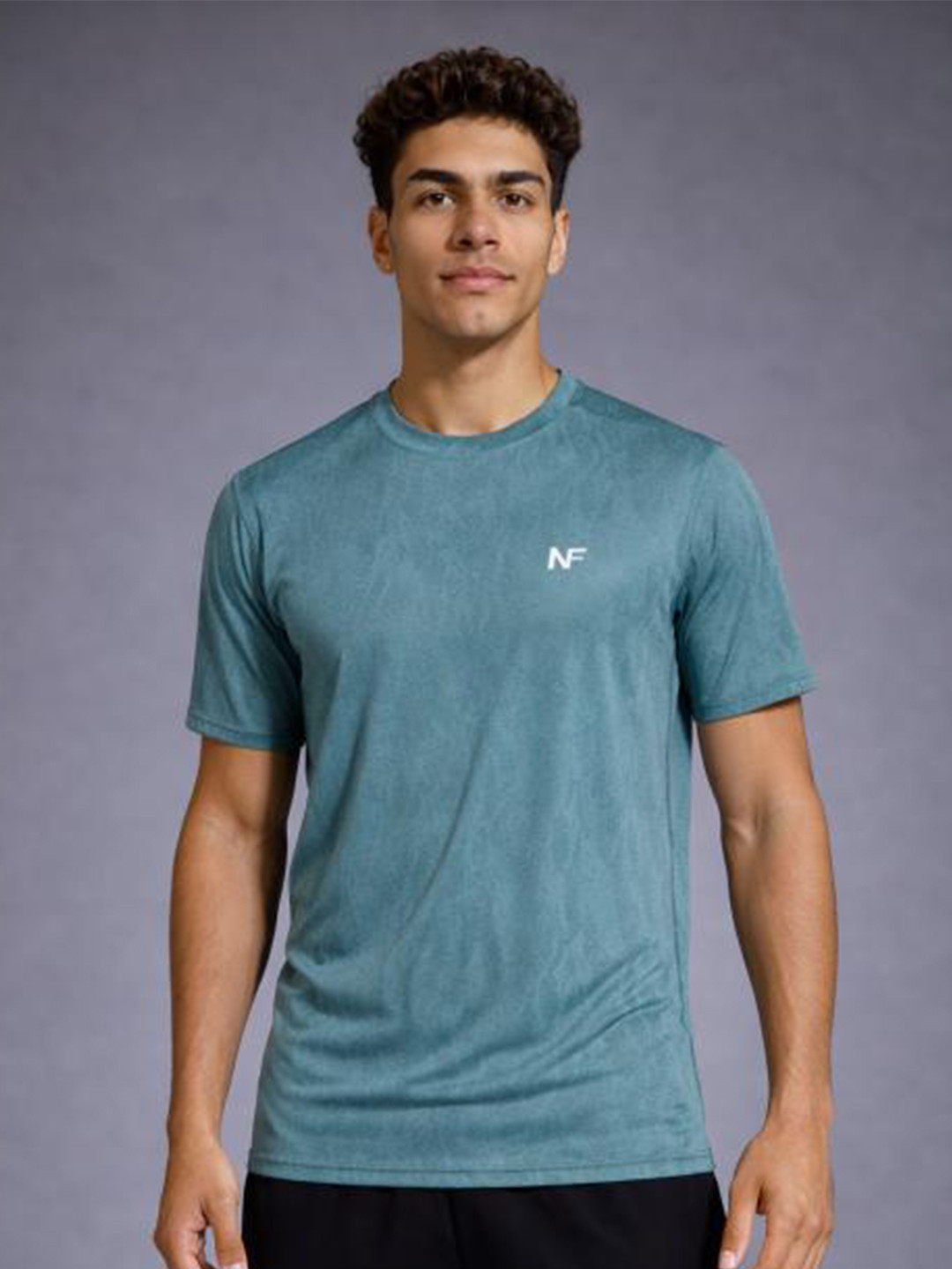 Naofit Men Anti Odour UPF50 Green Sports or Gym Slim Fit Tshirt