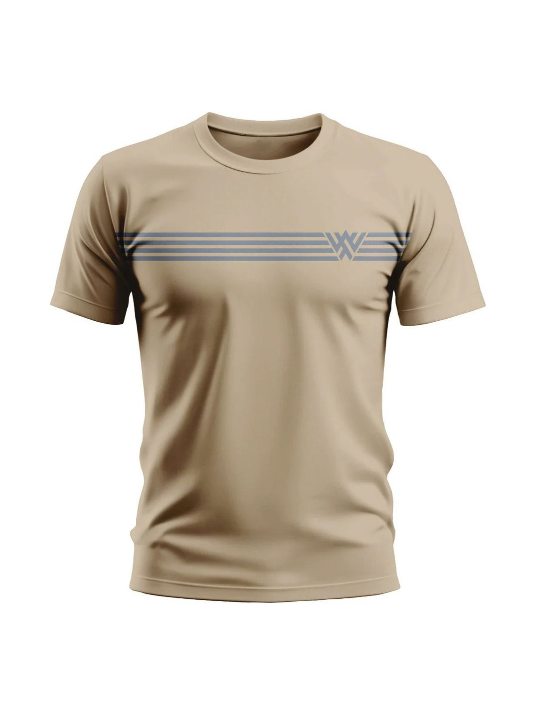 Warrior World Men Beige Graphic Printed Cotton T-shirt