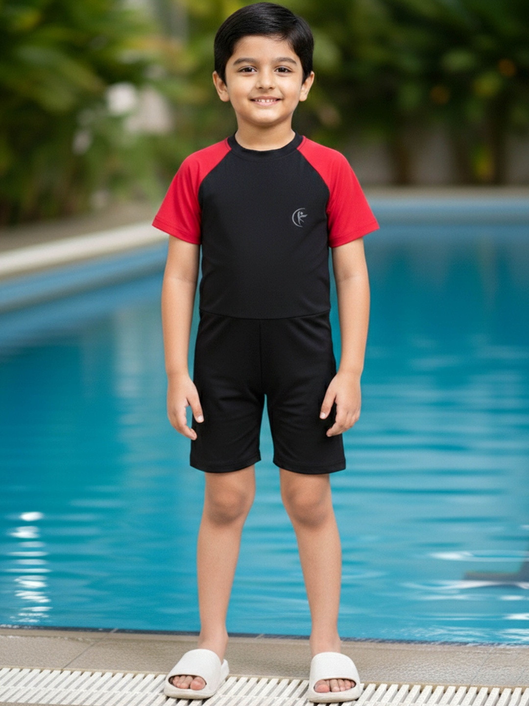 KiddoPanti Printed Round Neck Swim Set