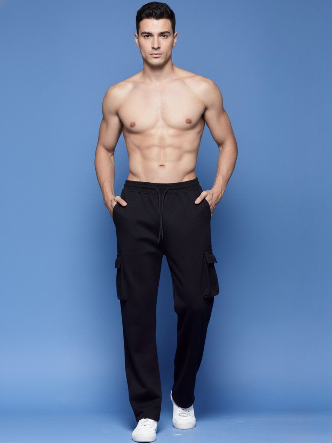 Dopestar Men Relaxed Straight Leg Easy Wash Cargos Trousers