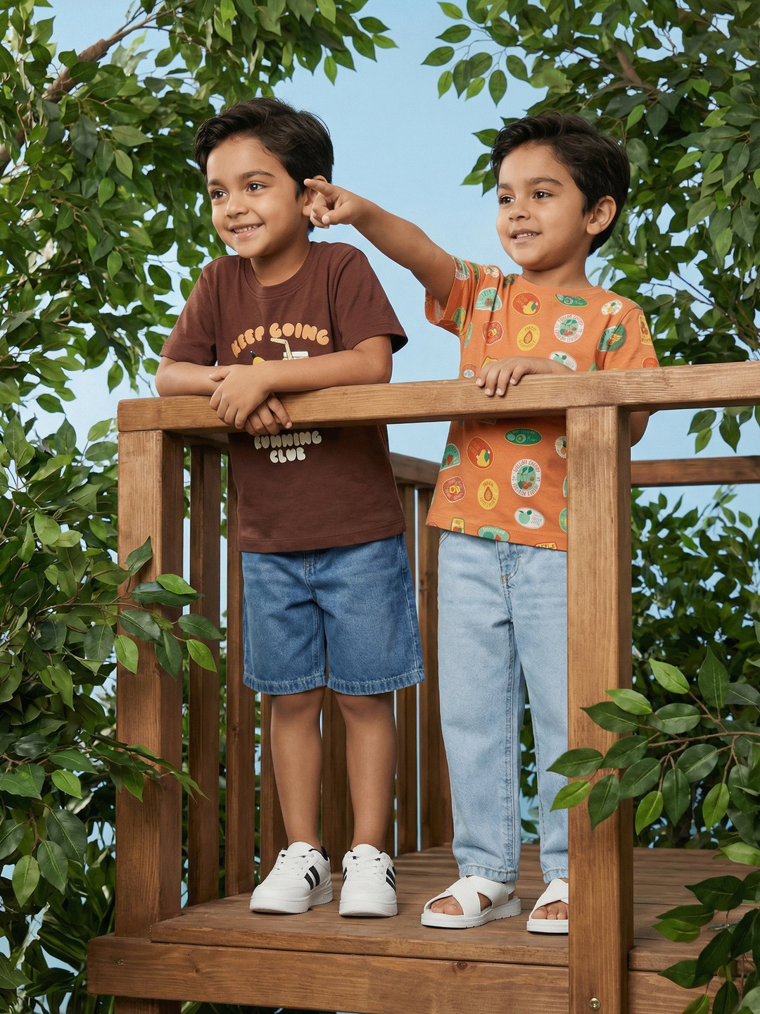 Nauti Nati Boys Pack Of 2 Graphic Printed Pure Cotton T-shirts