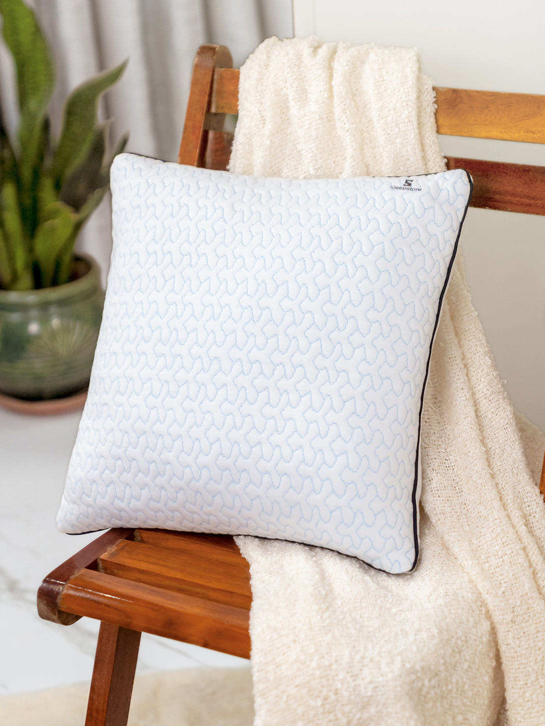 Sleepstore Fibrom White Quilted 1 Piece Square Soft Cushion 16 x 16 Inches