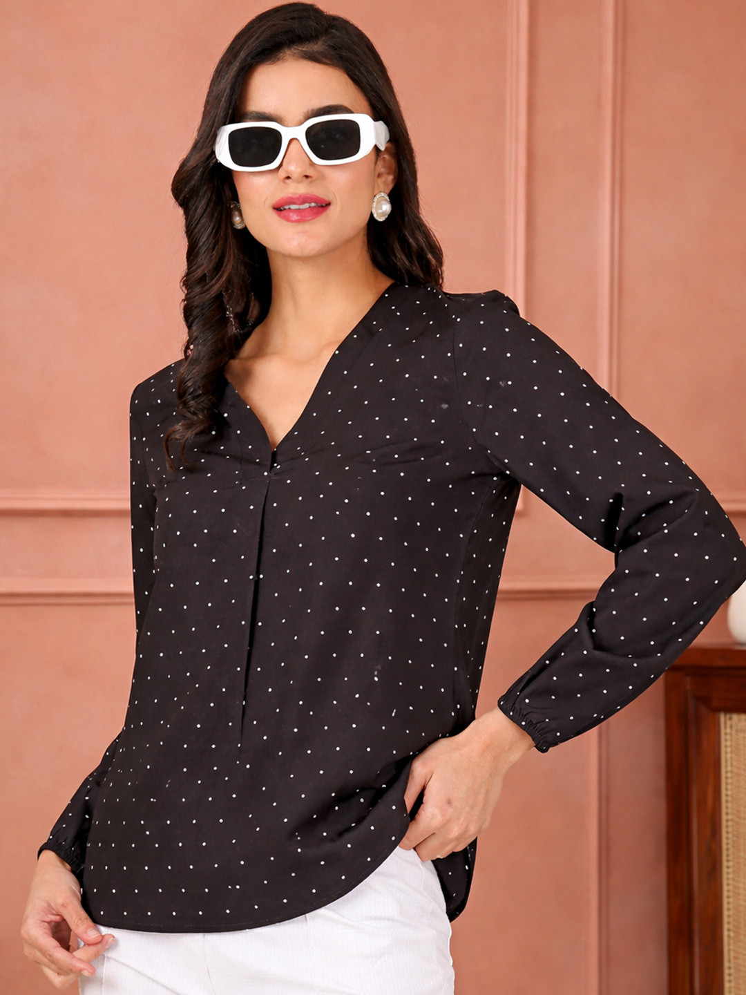 angloindu Polka Dot Print Top