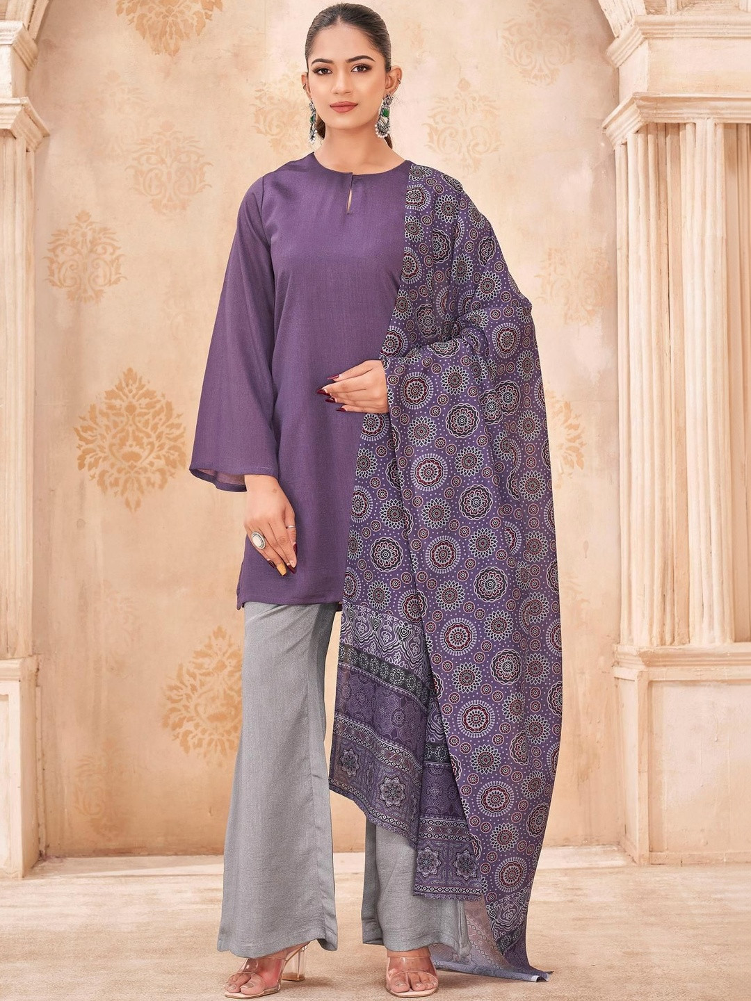 Tikhi Imli Women Ethnic Motifs Regular Kurta with Palazzos & With Dupatta