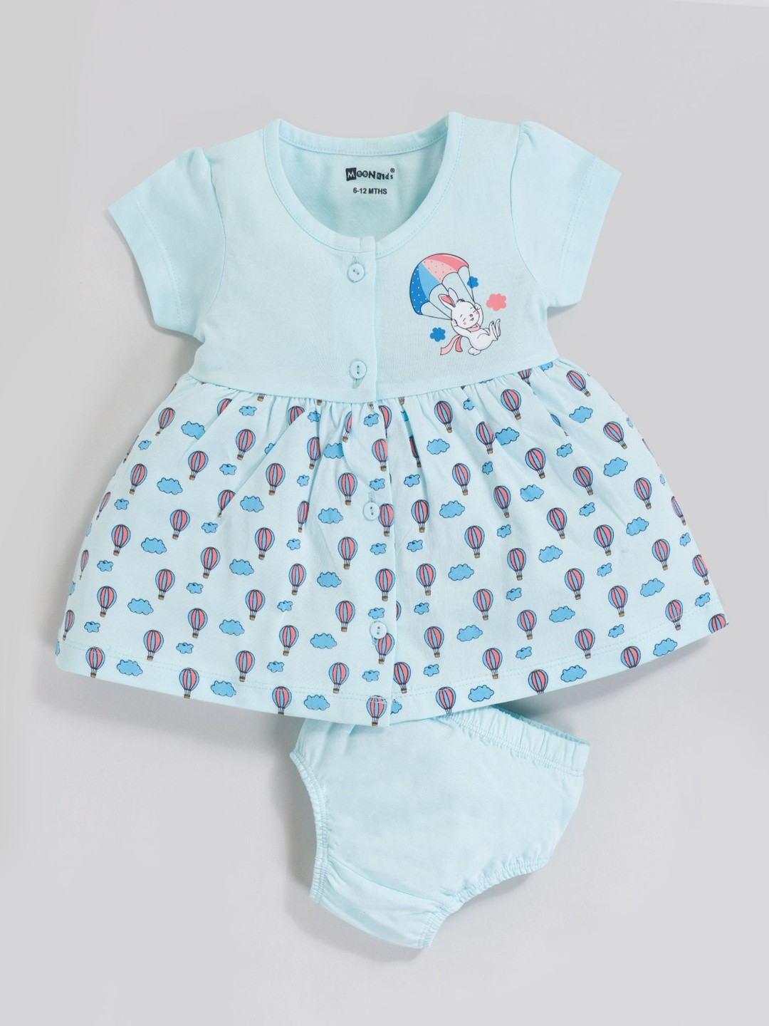 MooNKids Girls Abstract Printed Round Neck Fit & FlareCotton Dress