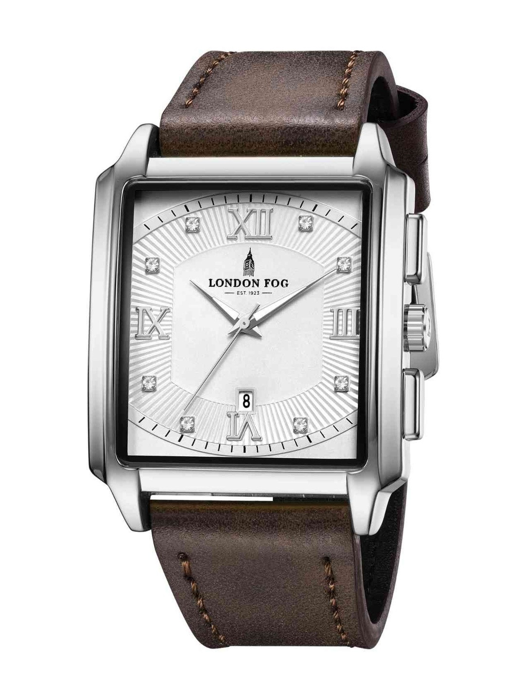 LONDON FOG Mayfair Collection Analog Watch for Men with Square Dial,Leather Strap