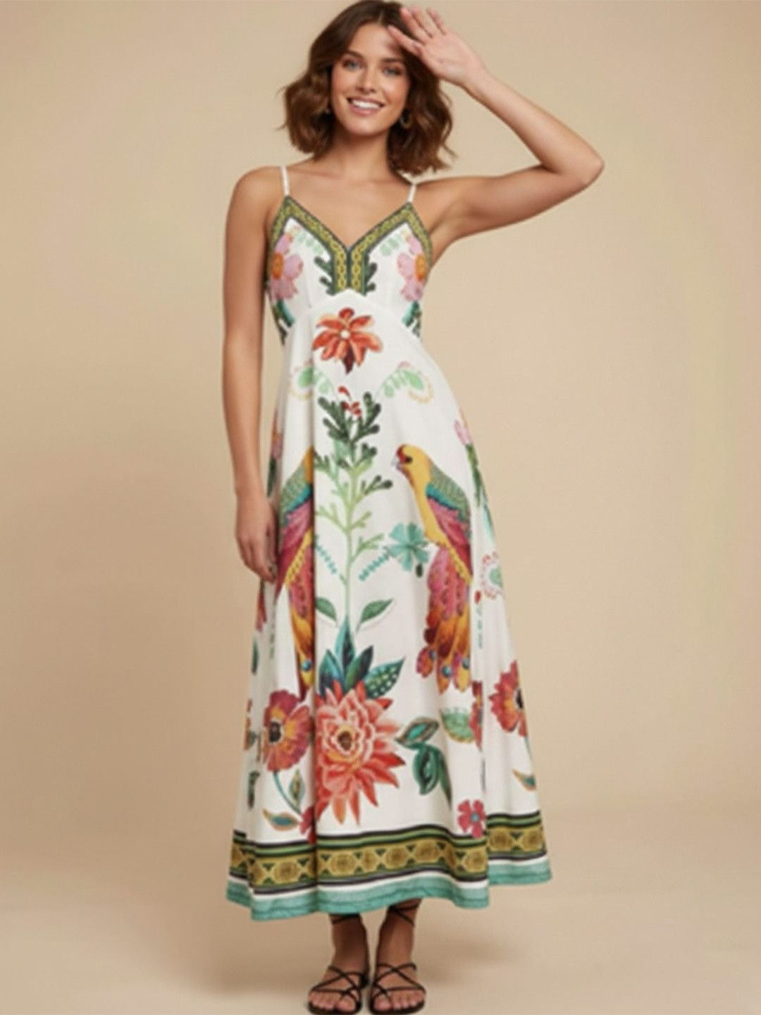 DressBerry Floral Print Fit & Flare Maxi Dress