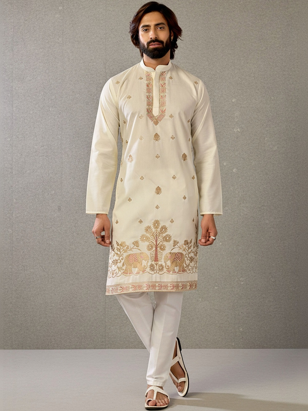 RANGRAAG Men Flared Sleeves Pathani Kurta