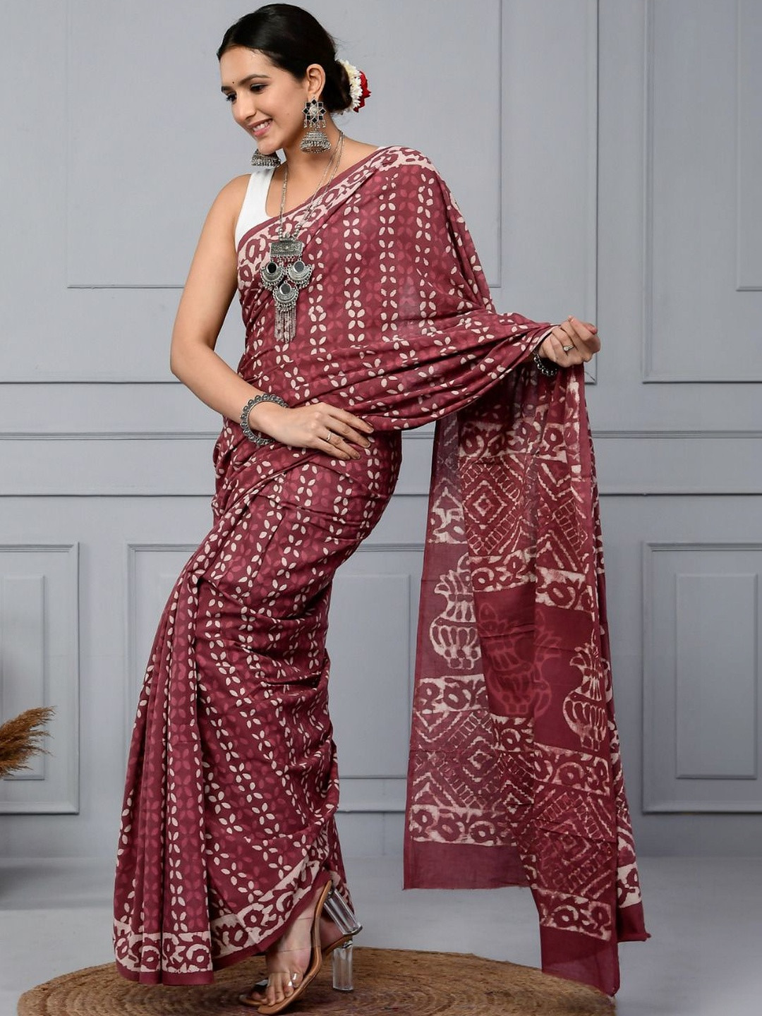 Doria Lifestyle Ethnic Motifs Pure Cotton Dabu Saree