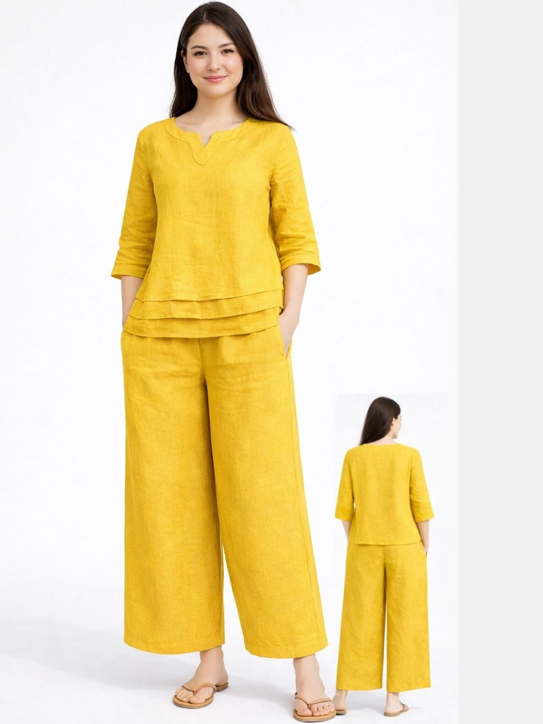 Ramyka Linen Top with Palazzos