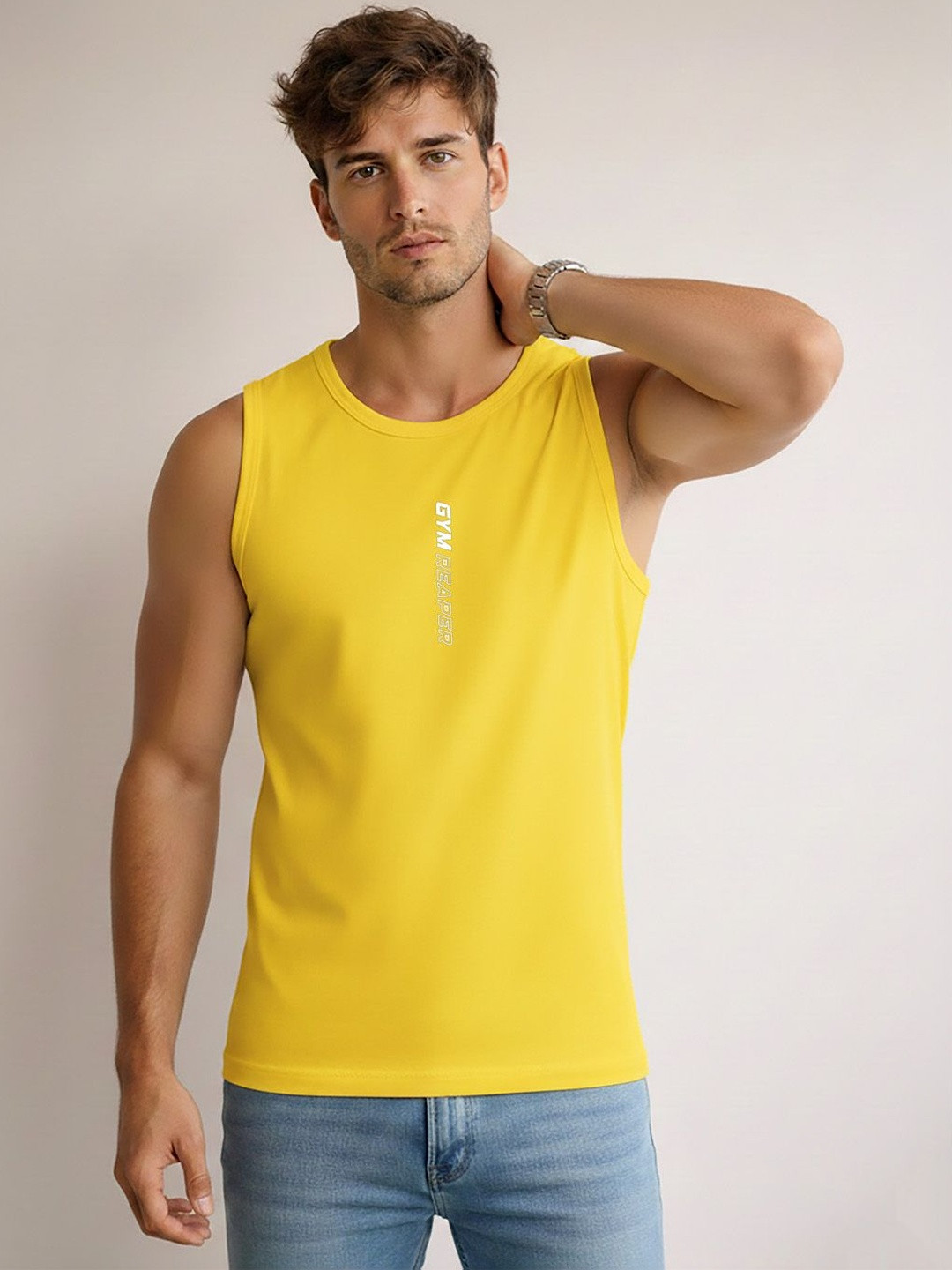 CRYPTIC Printed Cotton Gym Vest