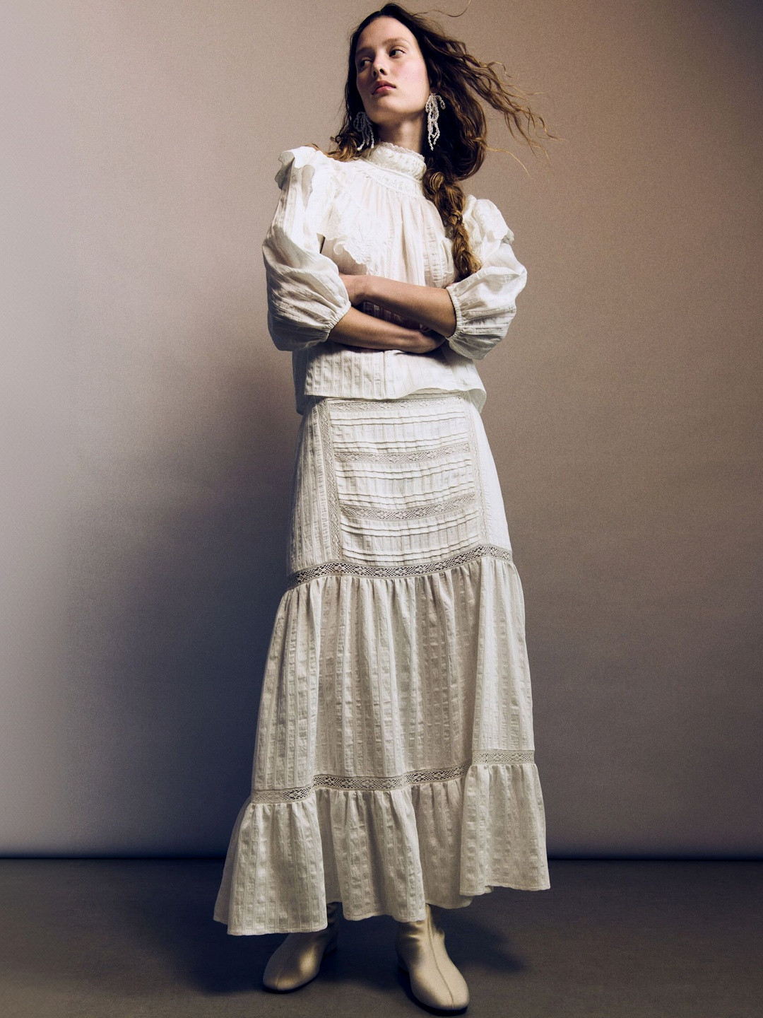 H&M Lace-Inset Maxi Skirt
