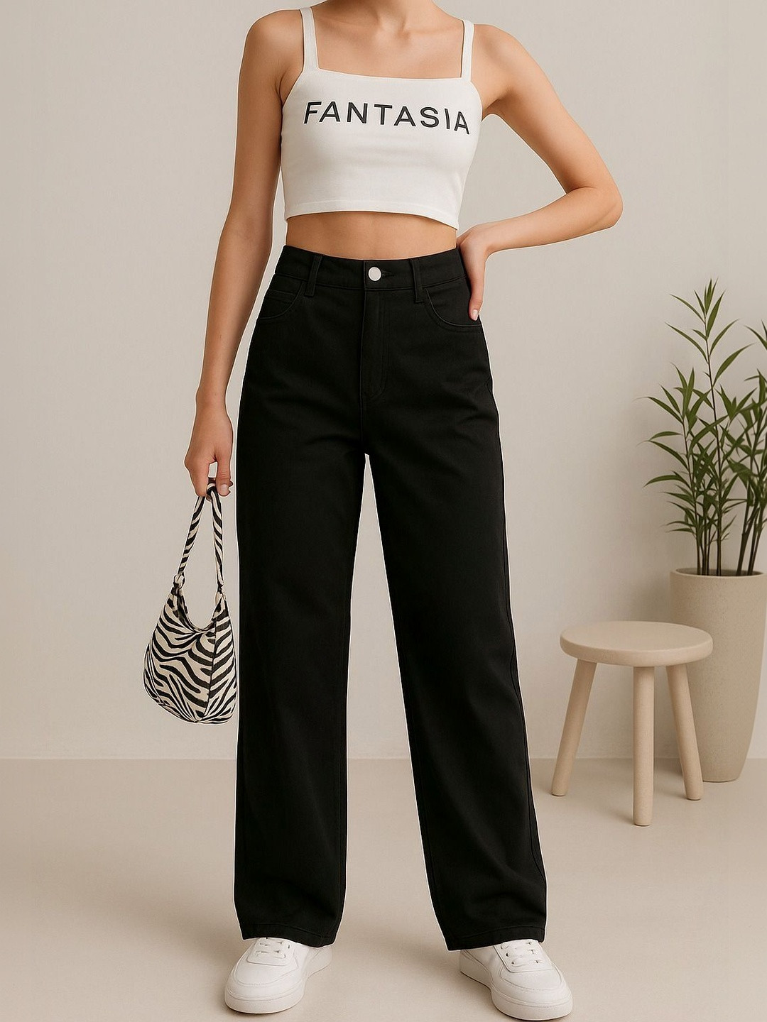 POMPOUS Women Wide Leg High-Rise Jeans