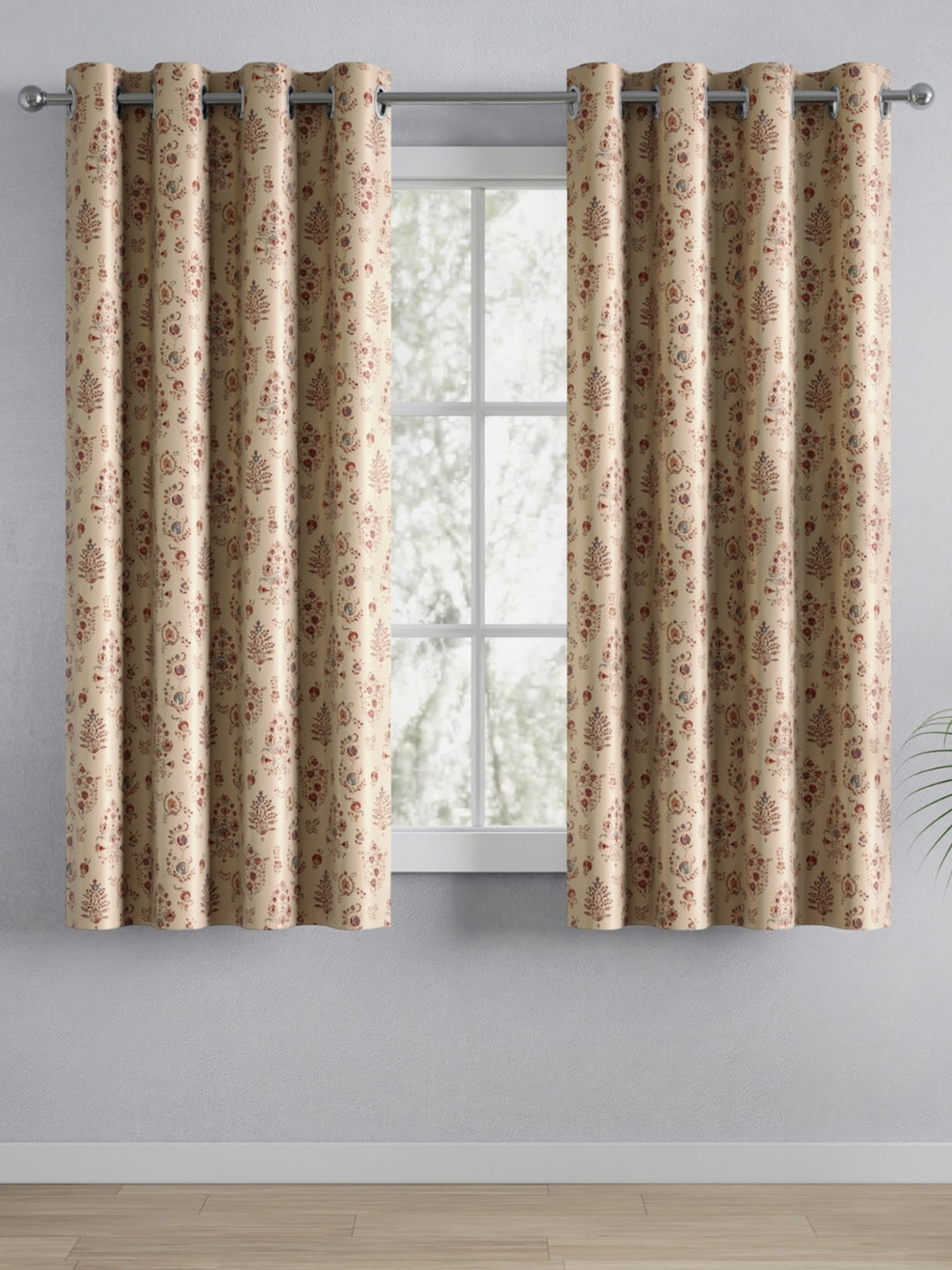 haus & kinder Beige & Red Set of 2 Ethnic Motifs Room Darkening Window