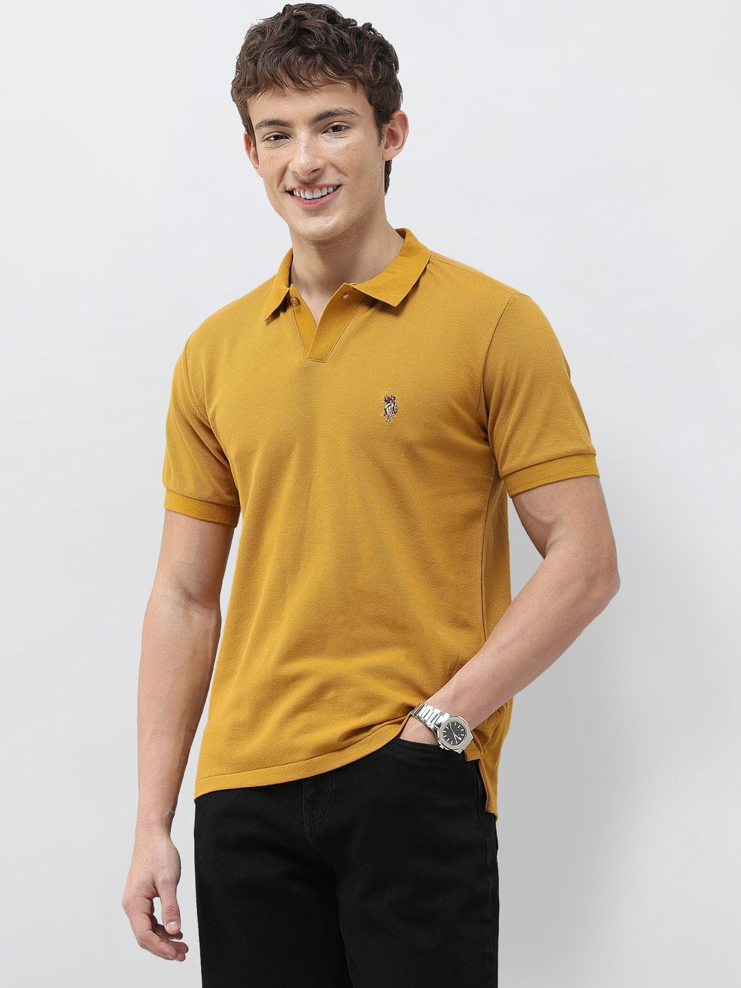 U.S. Polo Assn. Denim Co.Solid Pique Jhonny Polo Collar T-shirt