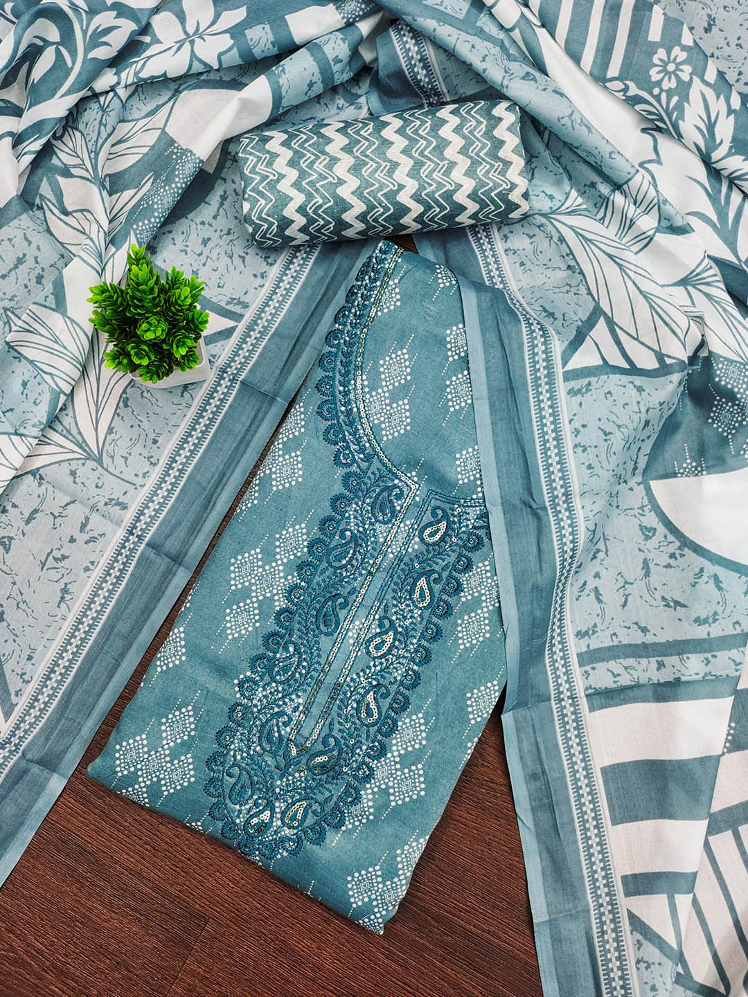 Dhaaga Ghar Embroidered Pure Cotton Unstitched Dress Material