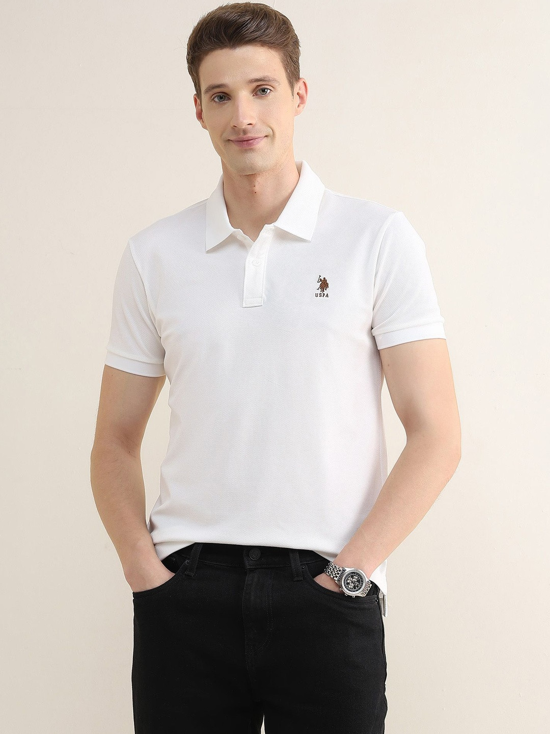 U.S. Polo Assn.Solid Slim Fit Polo Collar T-shirt