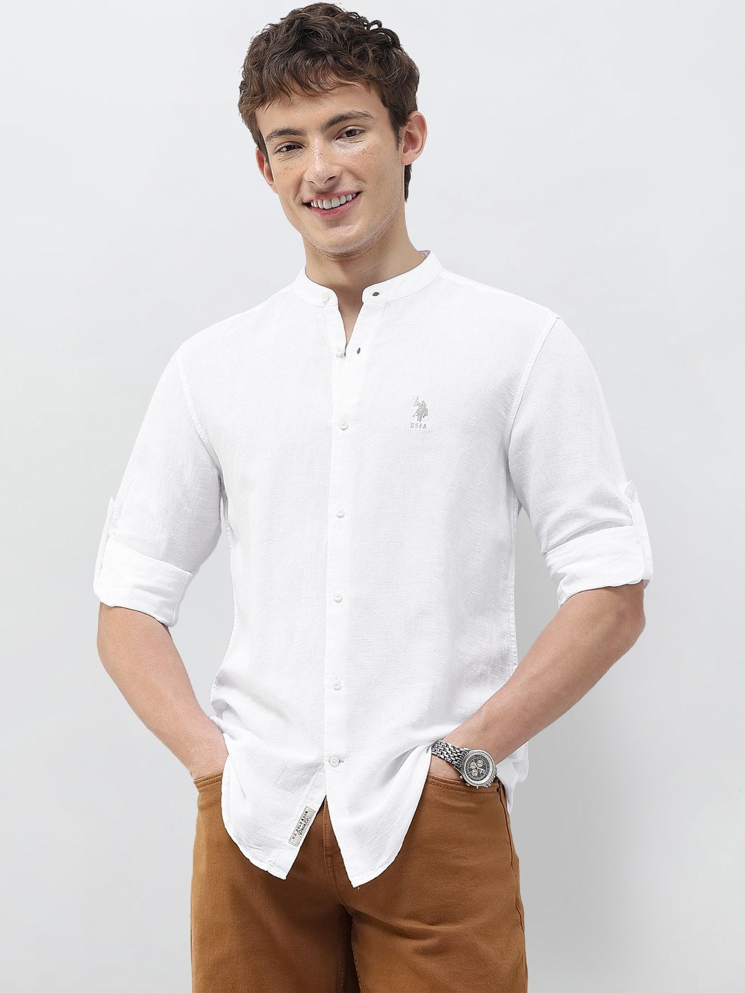 U.S. Polo Assn. Denim Co.Solid Linen Blend Slim Fit Shirt