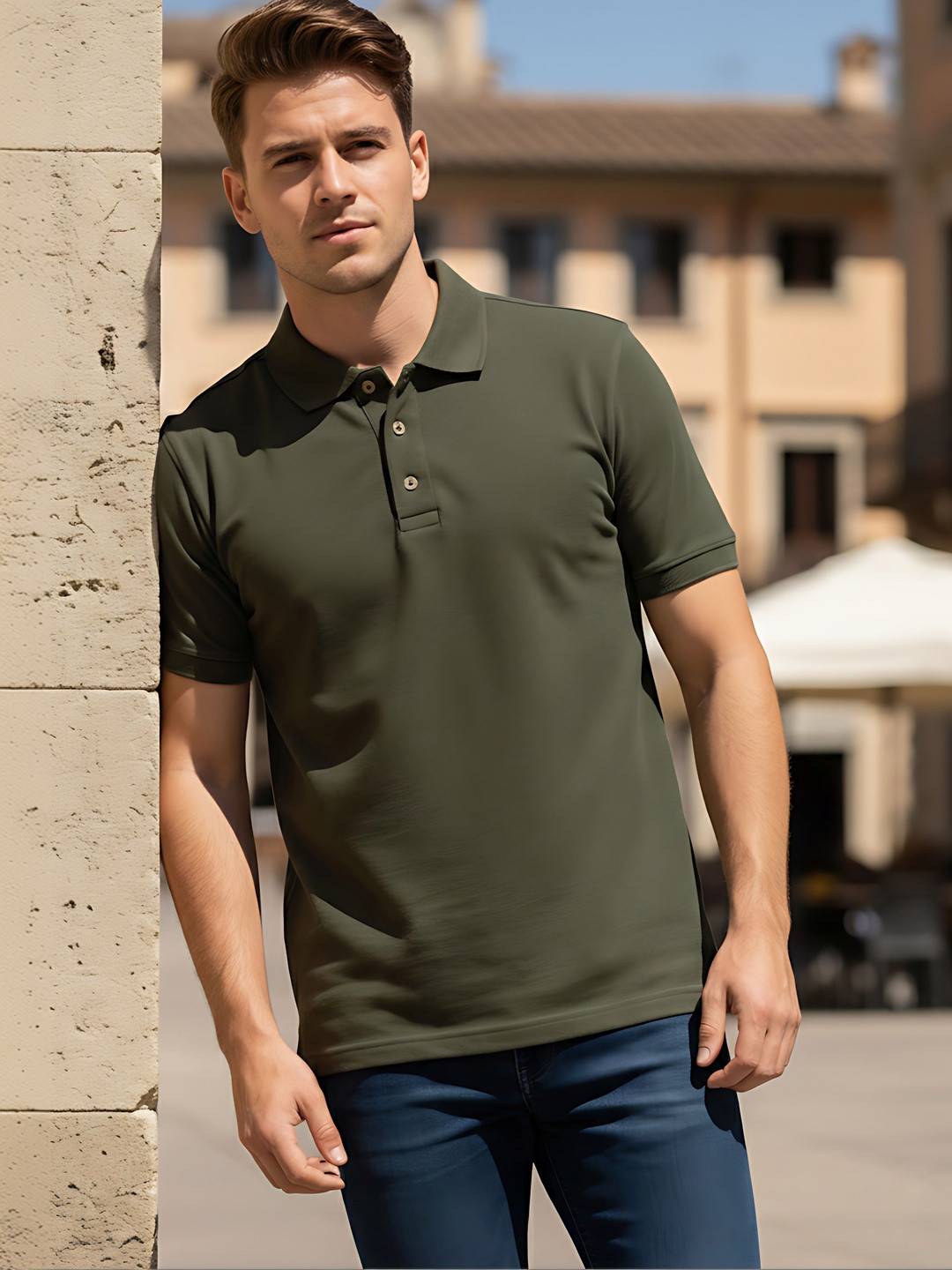 R.Code by The Roadster Life Co. Men Polo Collar T-shirt