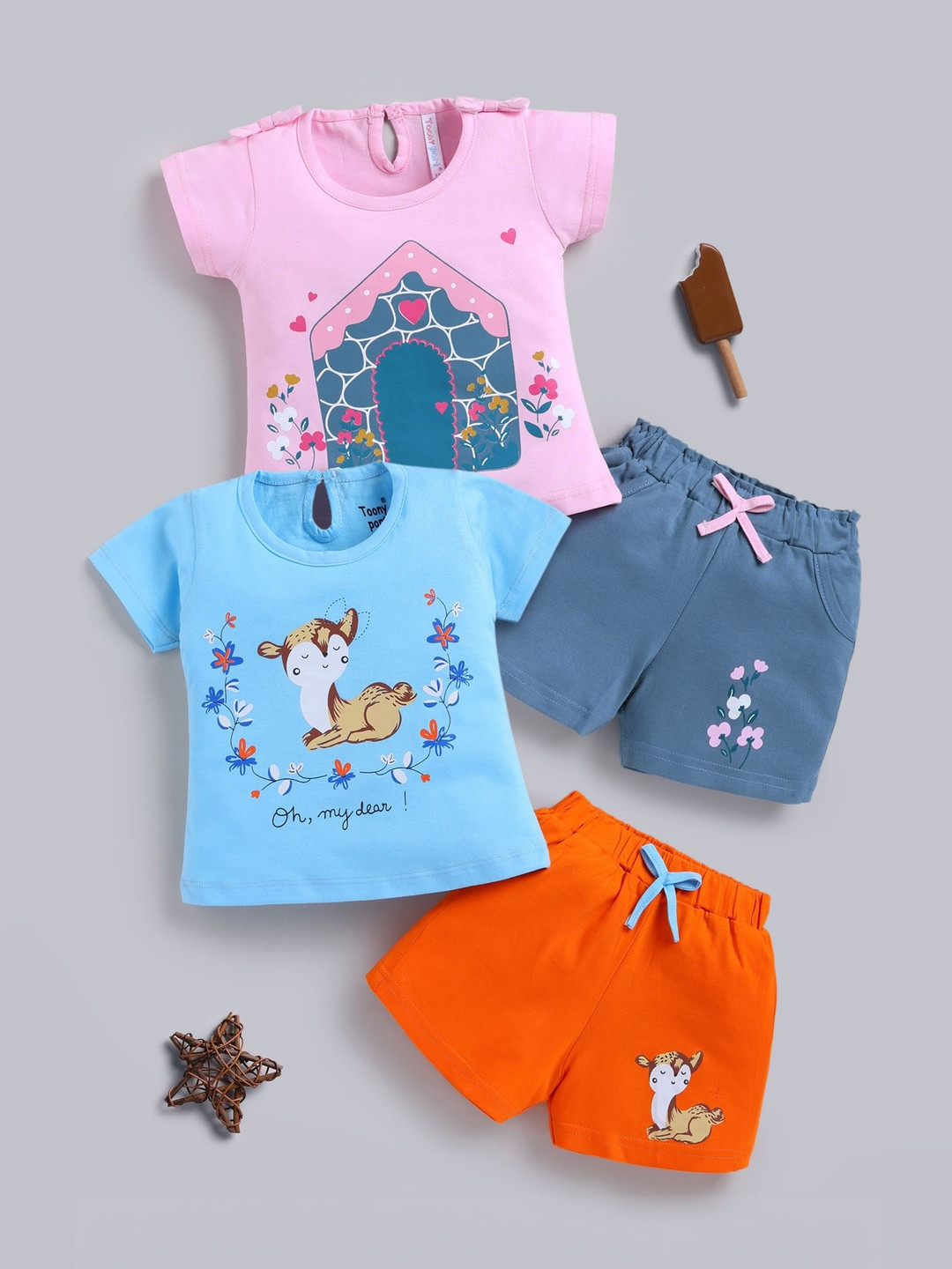 Toonyport Girls Printed T-shirt with Shorts