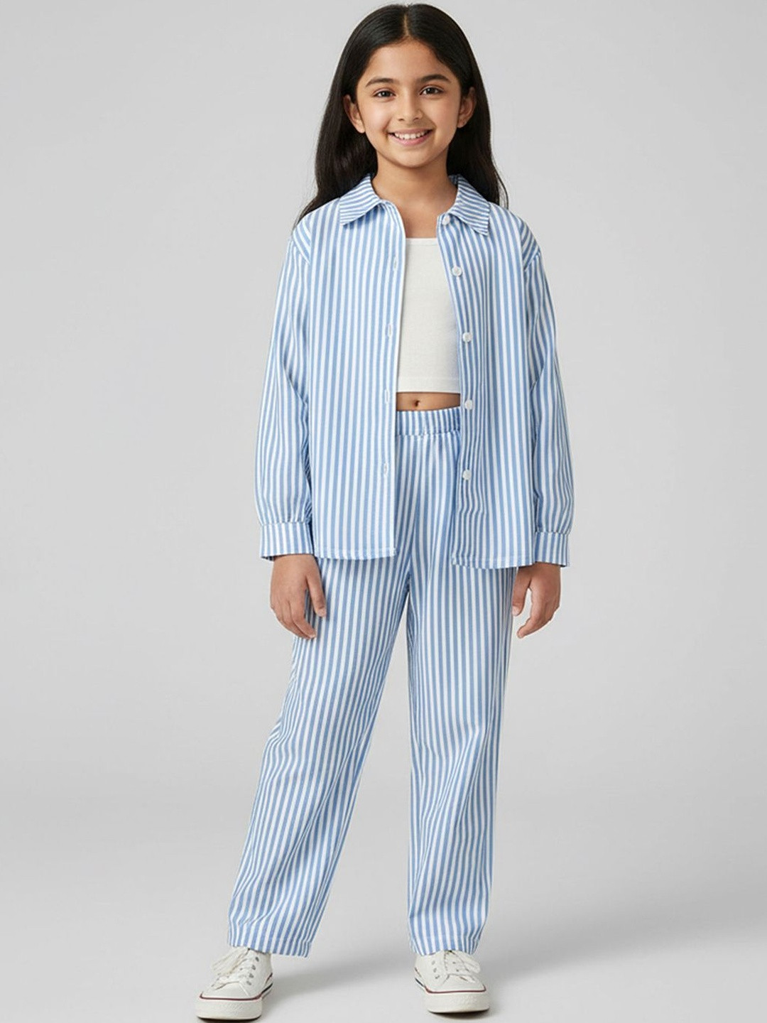 Hopscotch Striped Blouse Top with Joggers