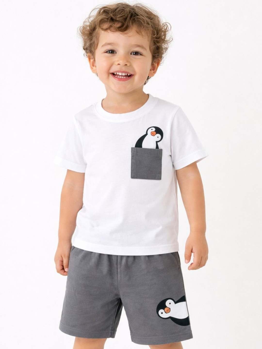 BabyZone Unisex Kids Printed T-shirt with Shorts