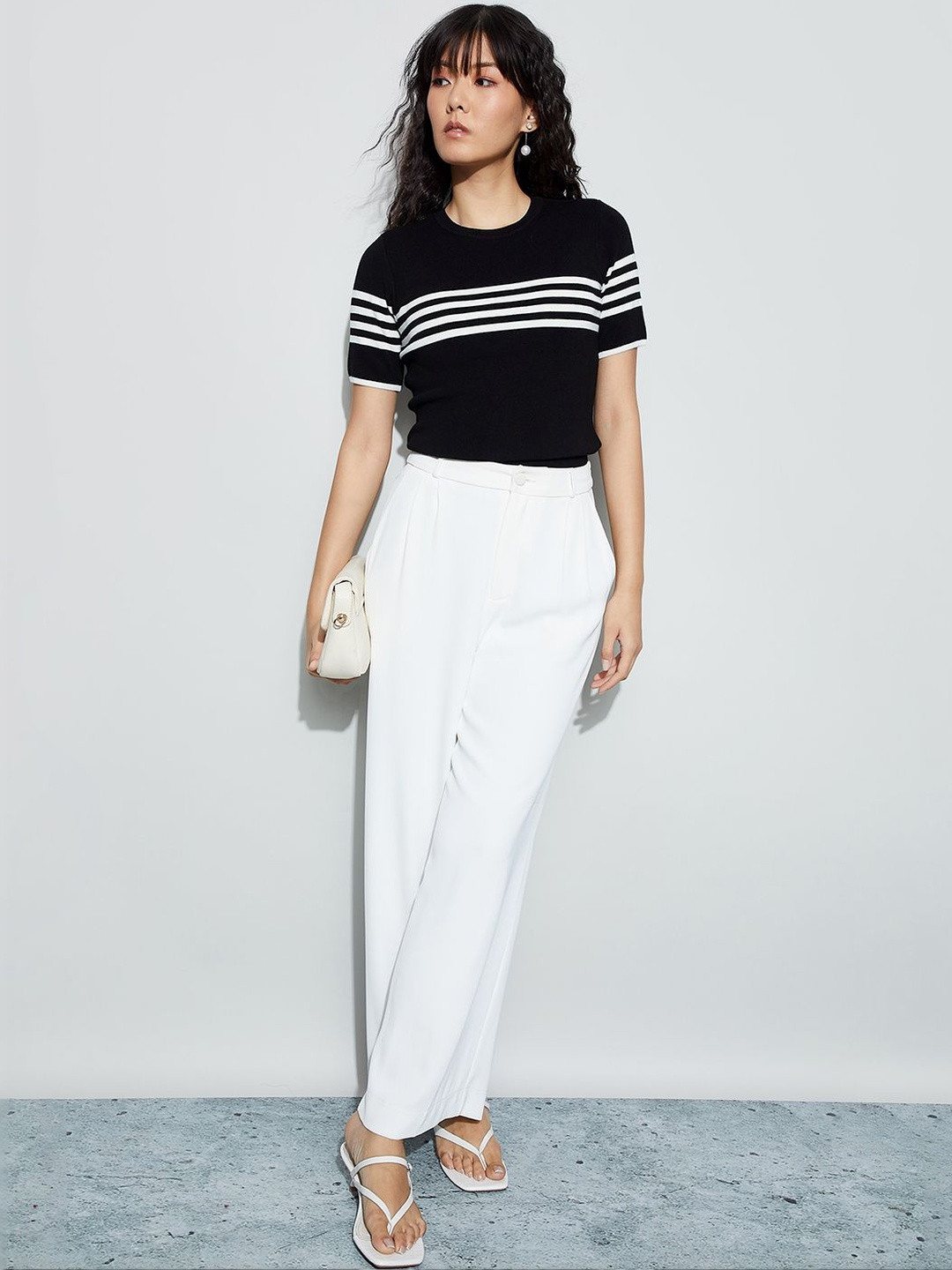 CODE by Lifestyle Striped Round Neck Top