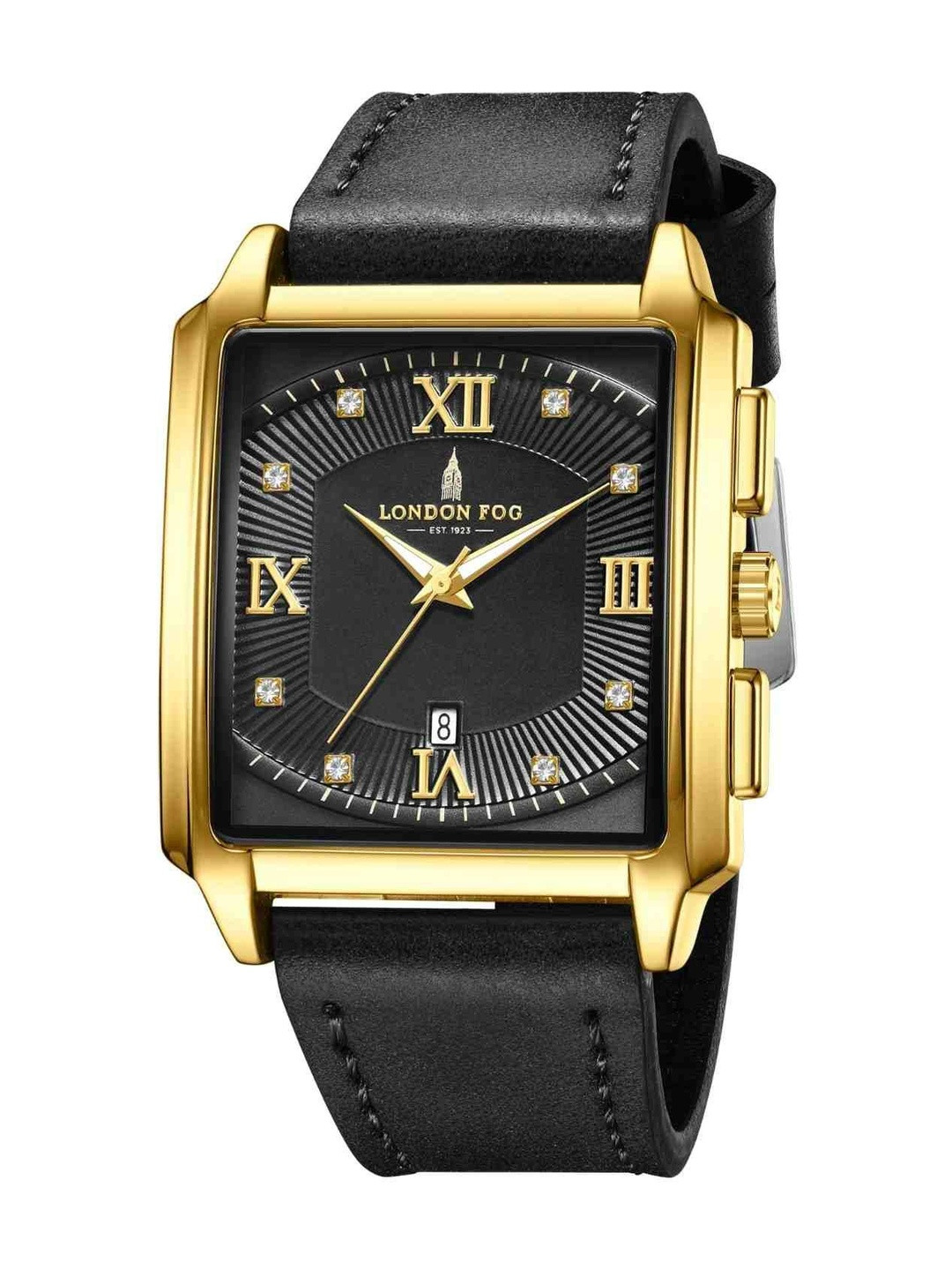 LONDON FOG Mayfair Collection Analog Watch for Men with Square Dial,Leather Strap