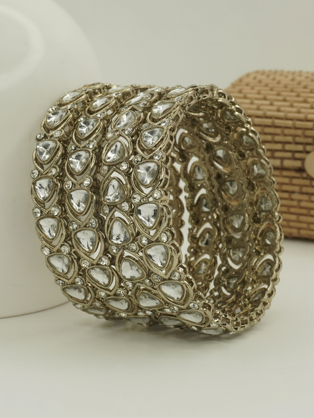 Panini jewels Set of 4 Gold-Plated Kundan-Studded Bangle