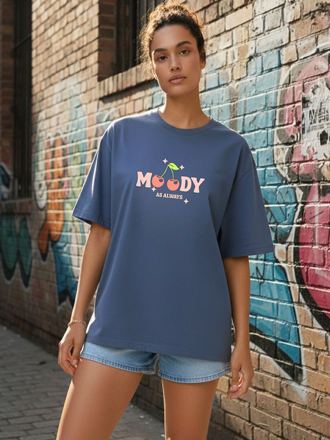 COLORCART Women Graphic Printed Oversized T-shirt