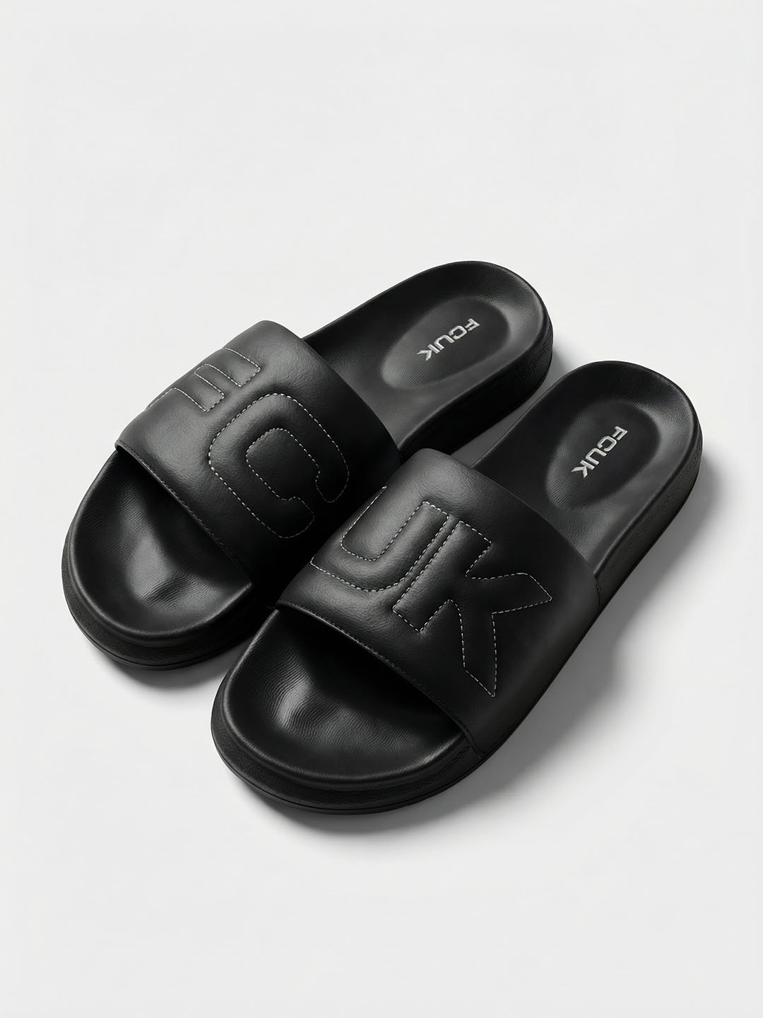 FCUK Men Band Logo Self Design Sliders