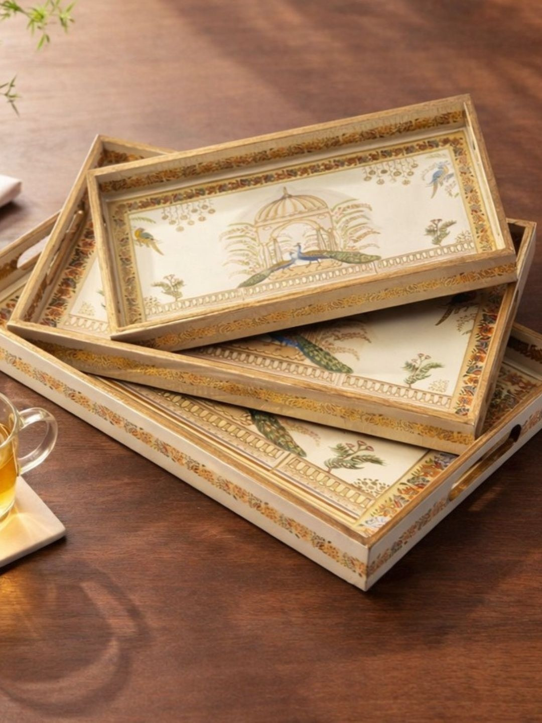 DULI Multicoloured 2026 Wood 3 Pieces Serving Tray