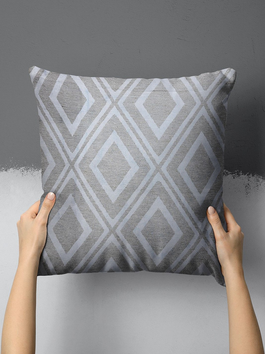 BIANCA Off White & Gold-Toned Geometric Square Cushion Covers