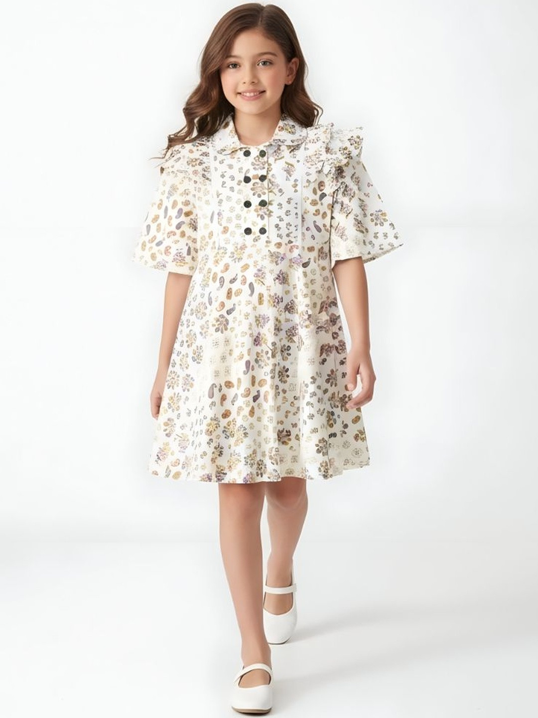 Bella Moda Floral Print Bell Sleeve Fit & Flare Dress