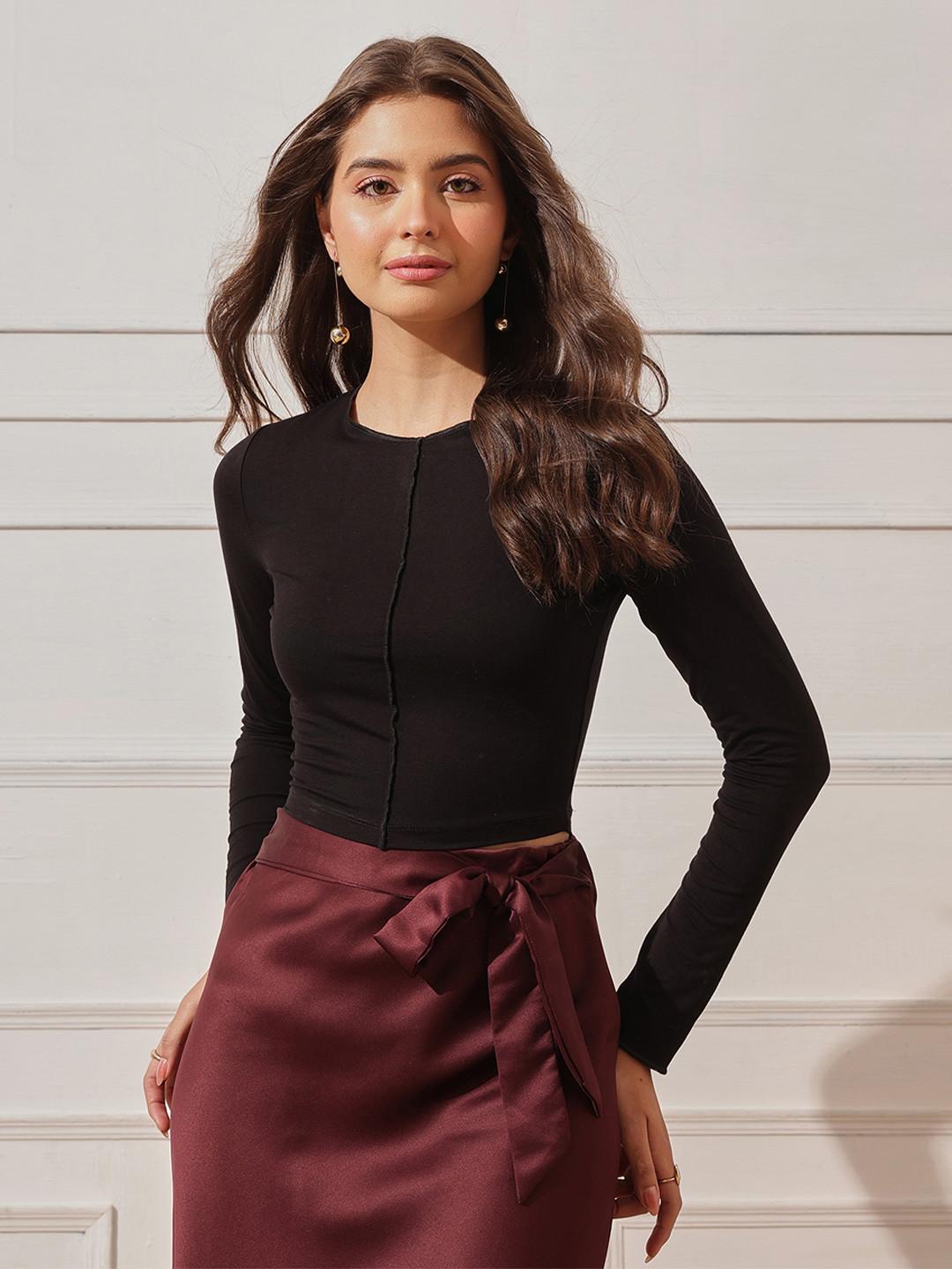 Espresso Round Neck Crop Regular Top