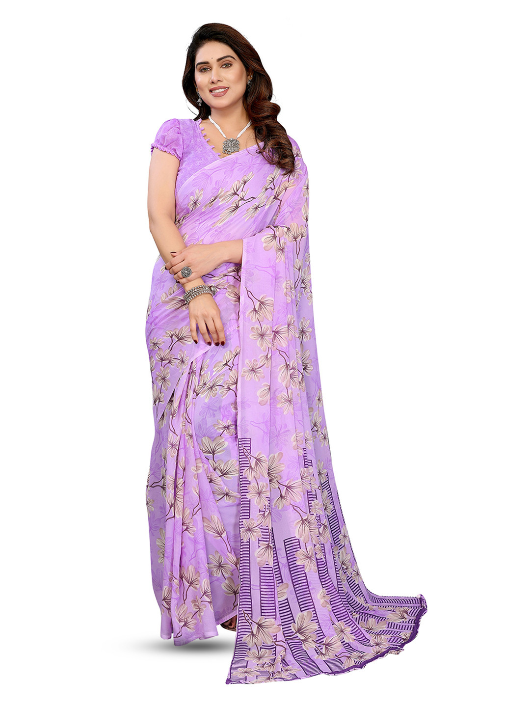STYLETONE Floral Poly Georgette Designer Saree