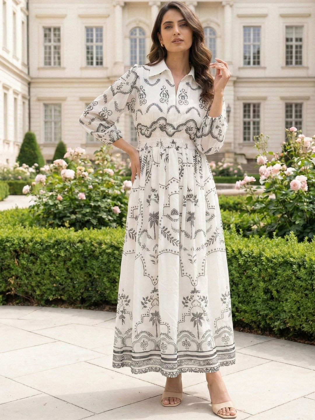 Bohemian Ethnic Motifs Georgette Maxi Dress