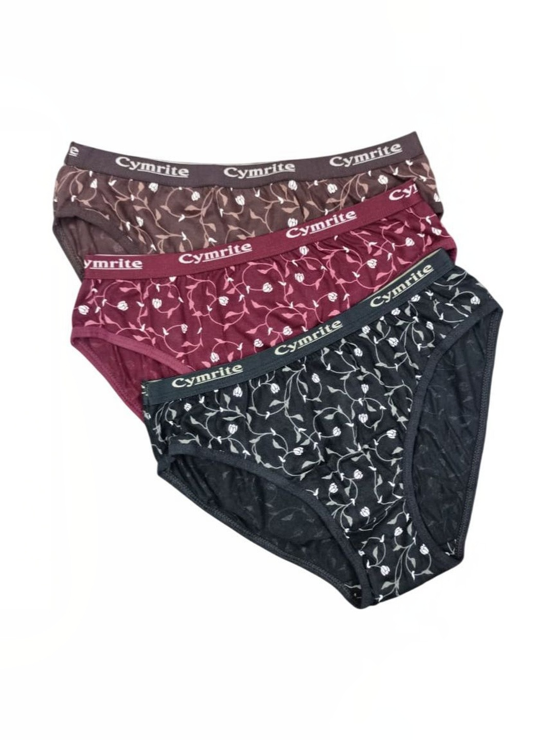 CYMRITE Women Pack of 3 Printed Cotton Basic Briefs
