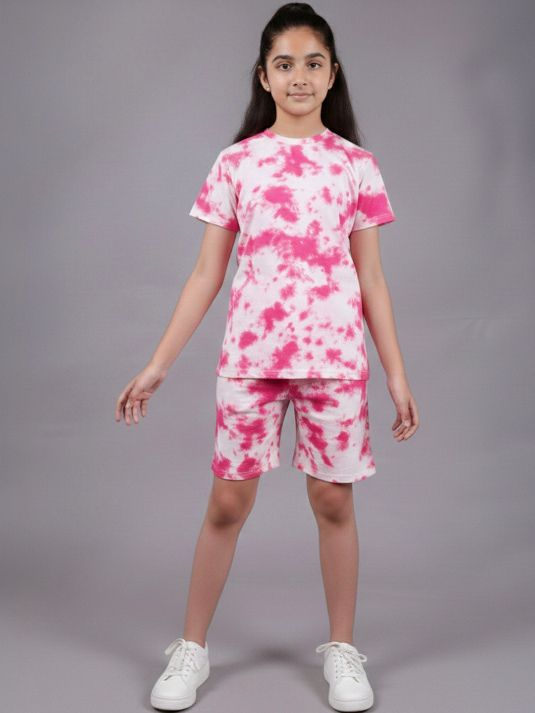 FEBVIBE Unisex Kids Dyed T-shirt with Shorts