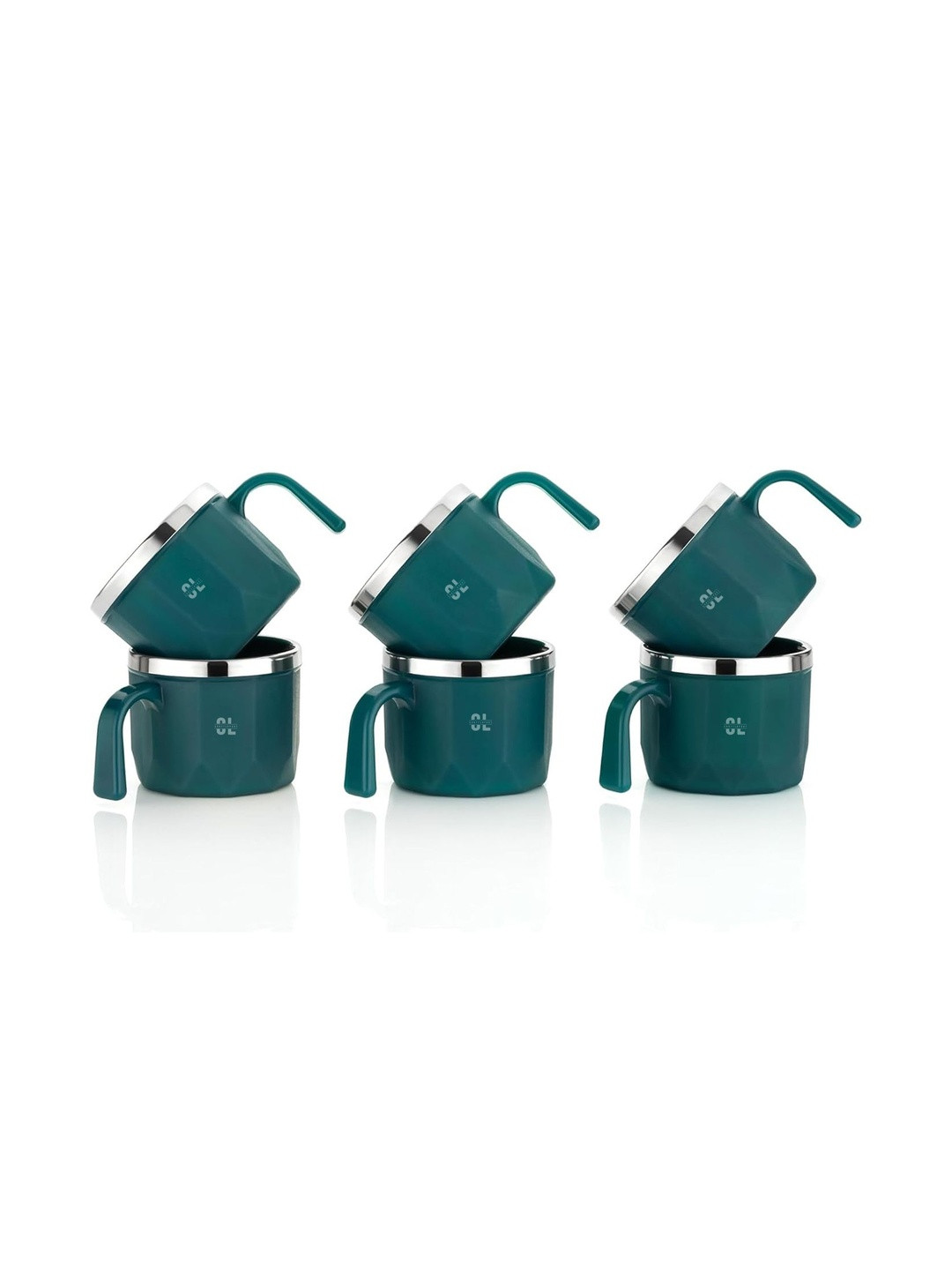 Craftlayout Green Solid Stainless Steel Matte Mugs Set of Cups and Mugs
