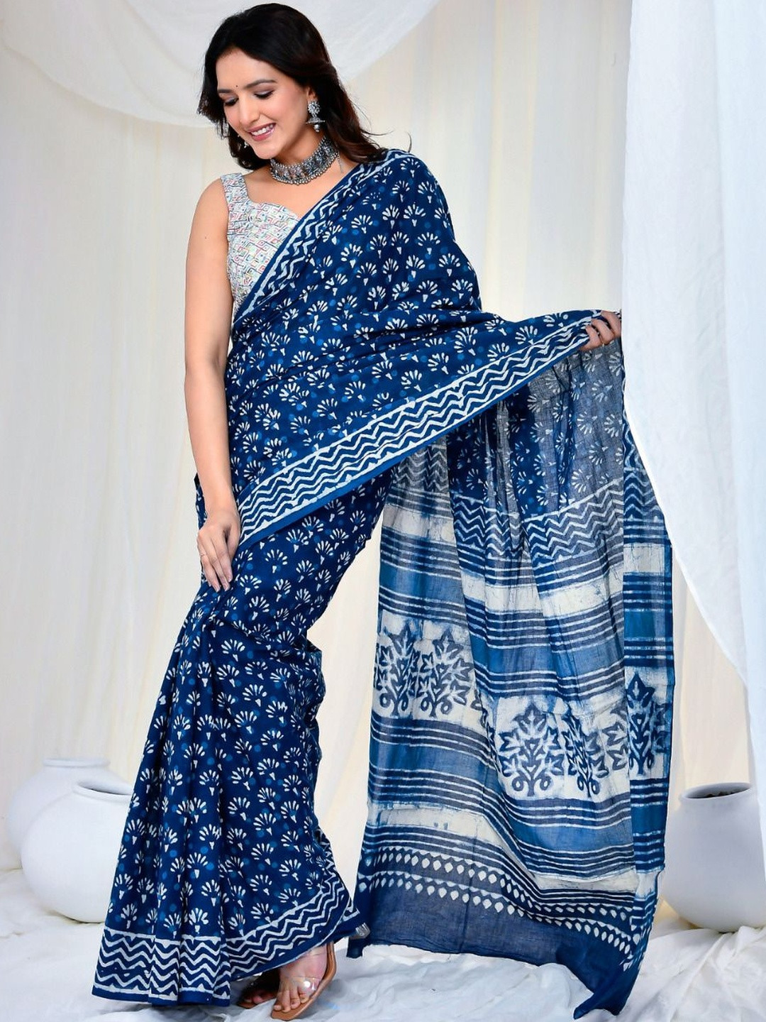 Doria Lifestyle Ethnic Motifs Pure Cotton Print Saree