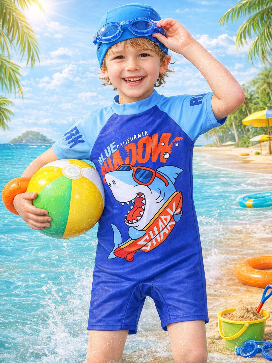 PASSION PETALS Boys Printed Round Neck Swimming Dress
