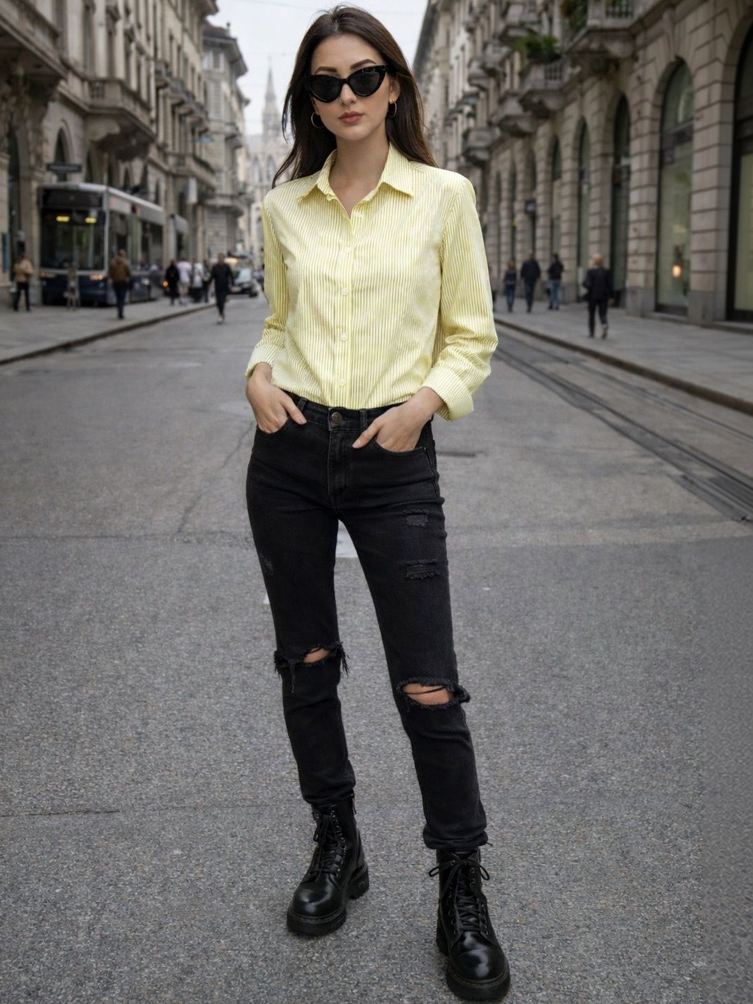 MIRAVUE Women Relaxed Striped Casual Shirt
