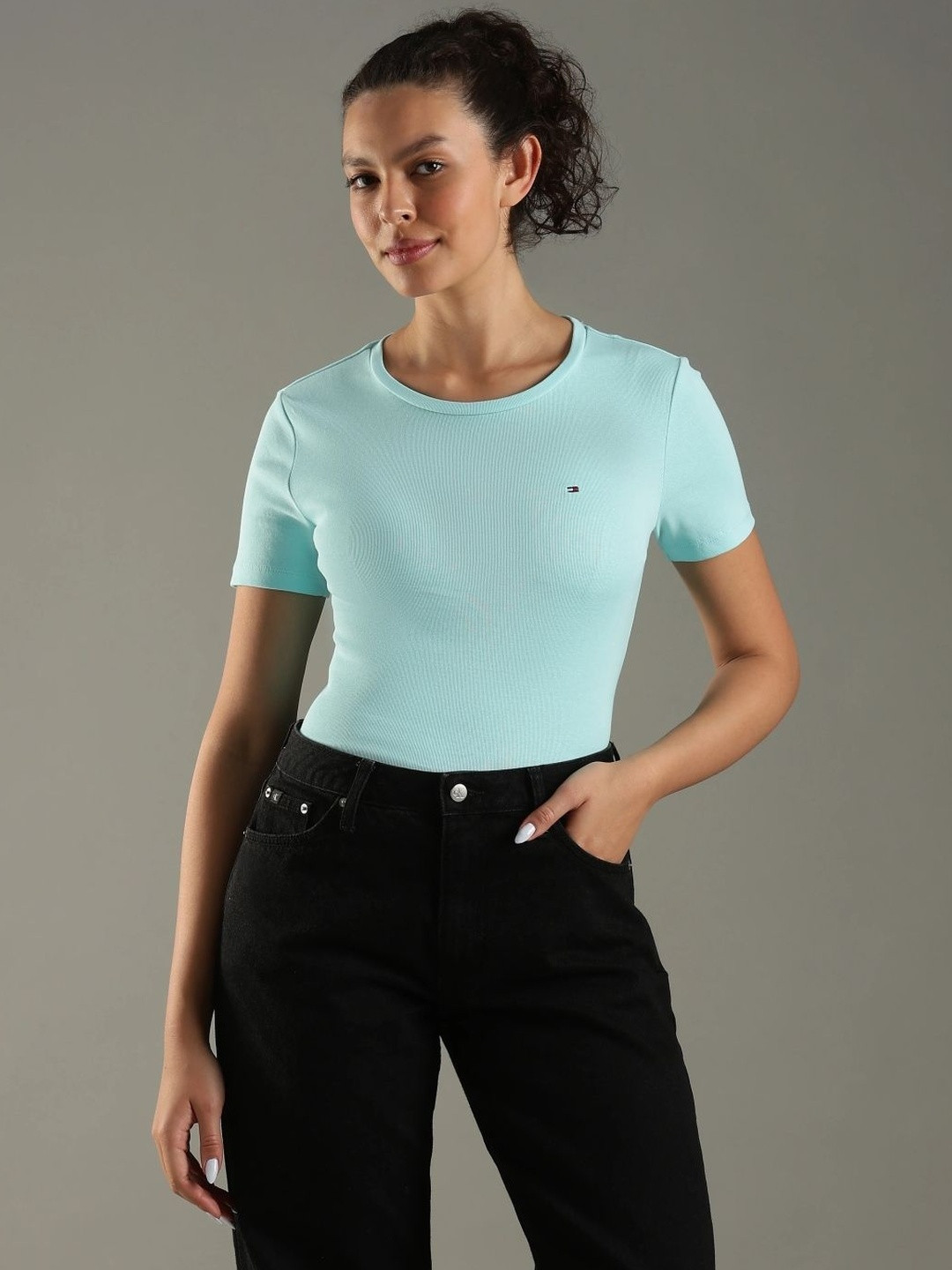 Tommy Hilfiger Women Brand Logo Slim Fit T-shirt