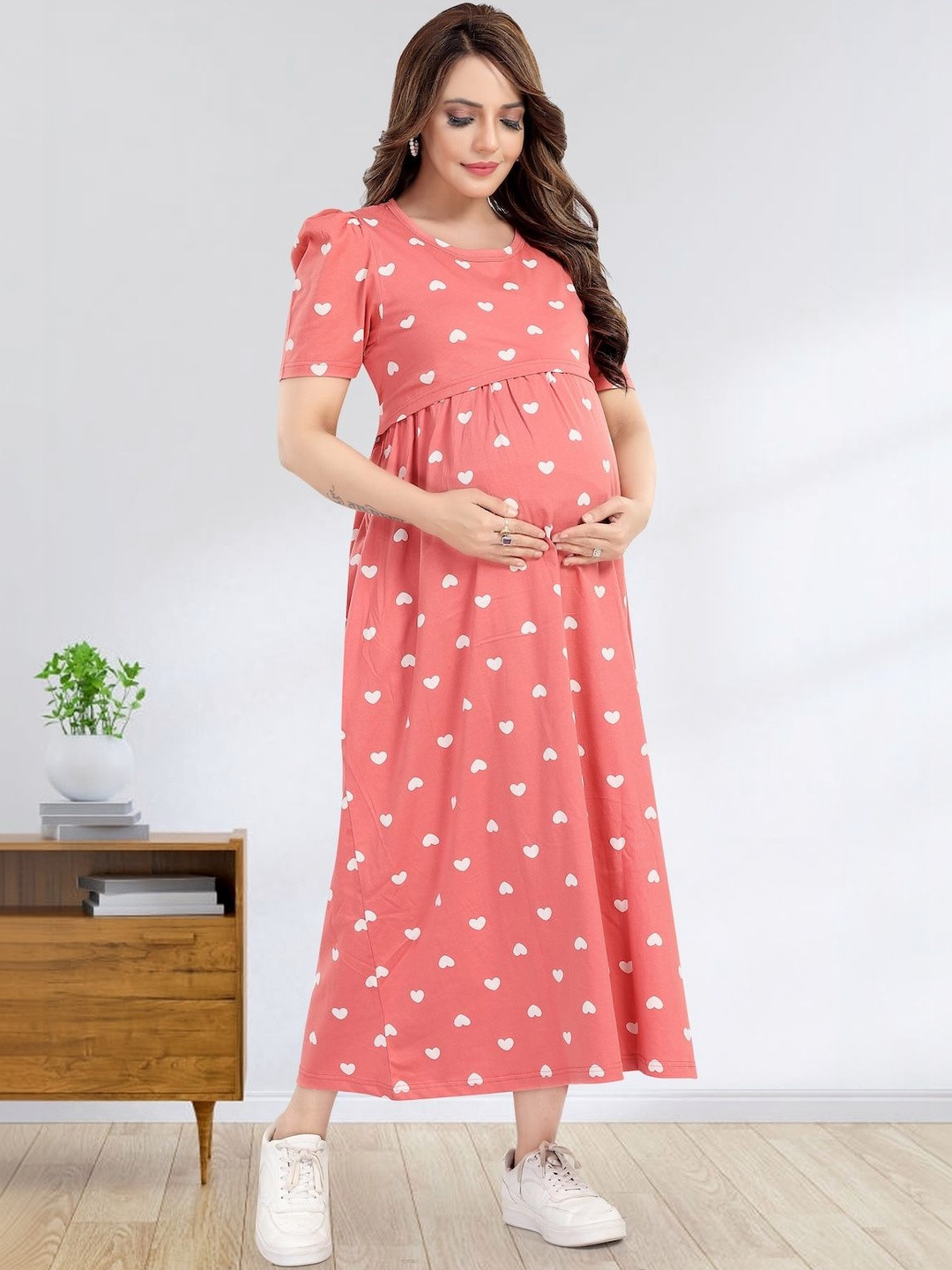 MomsBae Printed Maxi Nightdress