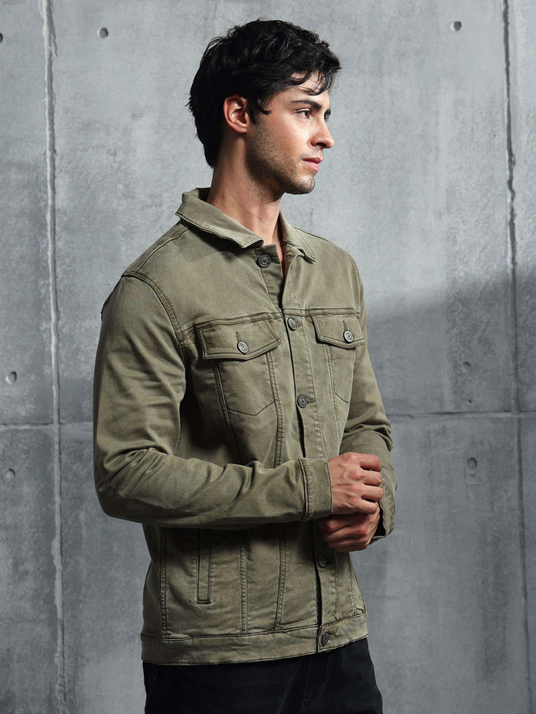 VUDU Men Solid Long Sleeves Denim Jacket